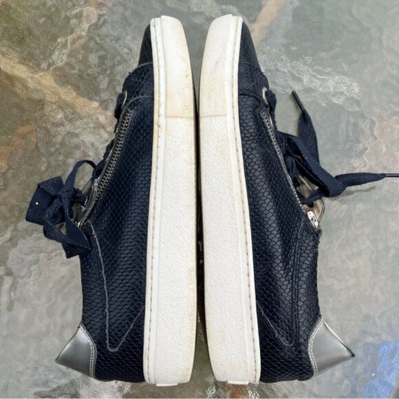 Ron White Olwyn Snakeskin Reptile Lizard Embossed Navy Sneakers - Picture 6 of 14